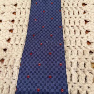 Yves Saint Laurent Vintage Blue/Burgundy 100% Silk Neck Tie